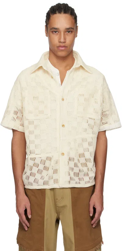 Andersson Bell Off-white Letto Knitted Shirt In Ecru