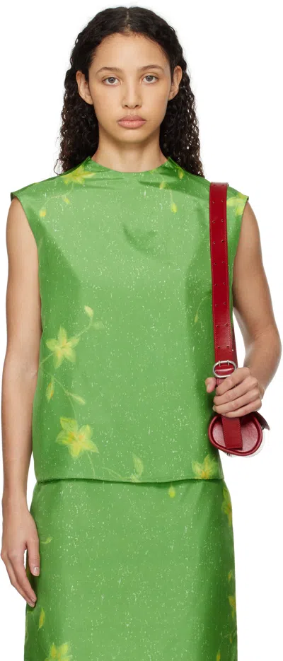 Ao Yes Green Layered Print Top In Print (green)