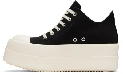 Rick Owens Drkshdw Double Bumper Platform Brushed-cotton Sneakers In 911 Black/milk/milk