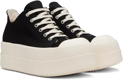 Rick Owens Drkshdw Double Bumper Platform Brushed-cotton Sneakers In 911 Black/milk/milk