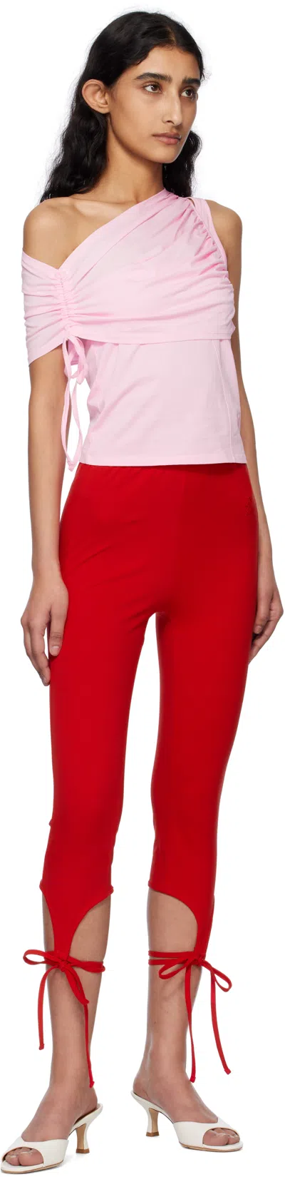 Kijun Pink Shirring One Shoulder Top In Pink