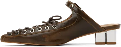 Ganni Mule Lace-up In 826 Dark Olive