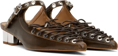 Ganni Mule Lace-up In 826 Dark Olive