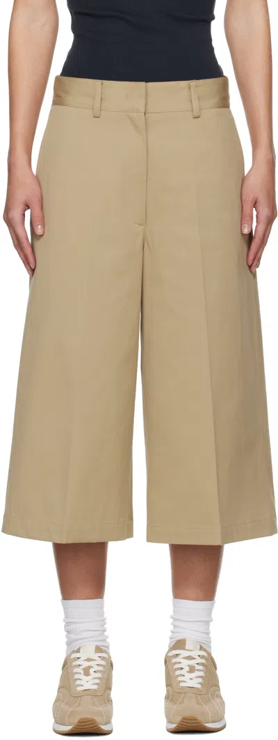 Msgm Beige Wide Bermuda Shorts With Belt Loops And Back Pockets In 24 Beige