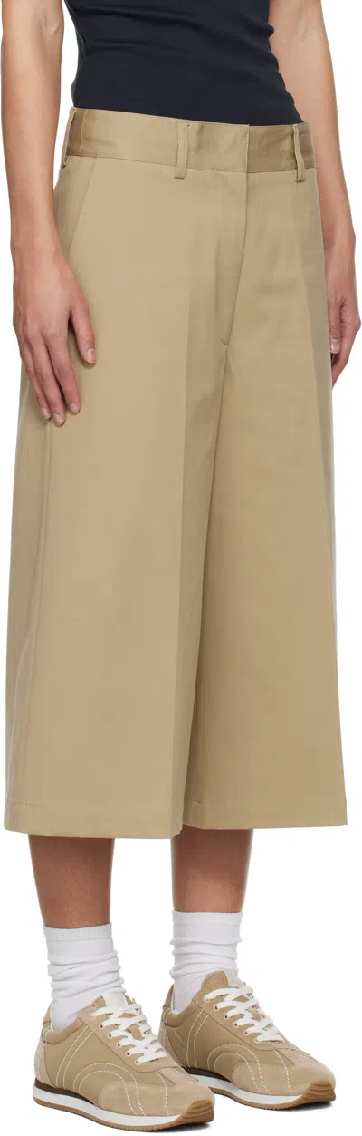 Msgm Beige Wide Bermuda Shorts With Belt Loops And Back Pockets In 24 Beige