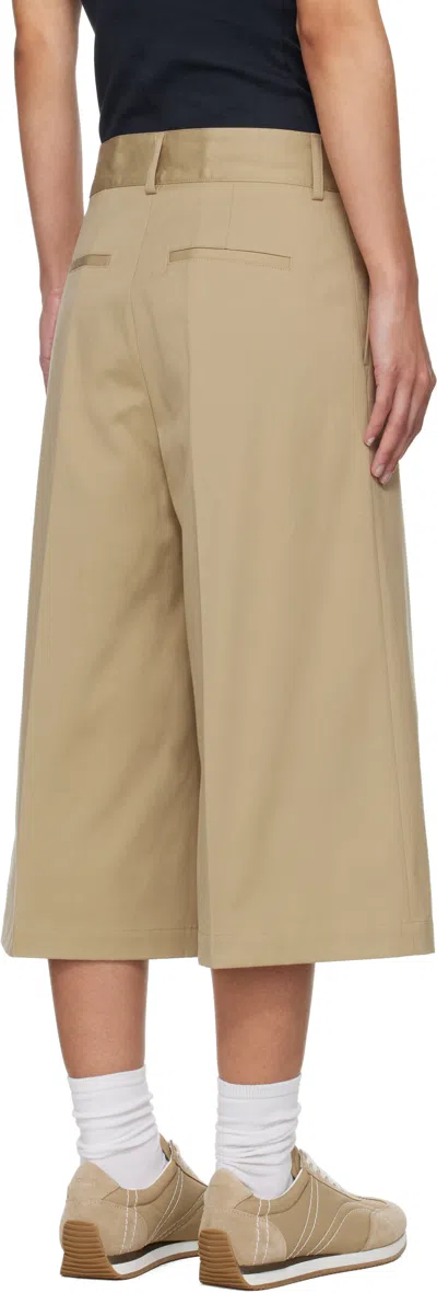 Msgm Beige Wide Bermuda Shorts With Belt Loops And Back Pockets In 24 Beige