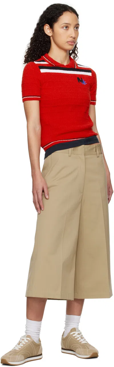 Msgm Beige Wide Bermuda Shorts With Belt Loops And Back Pockets In 24 Beige