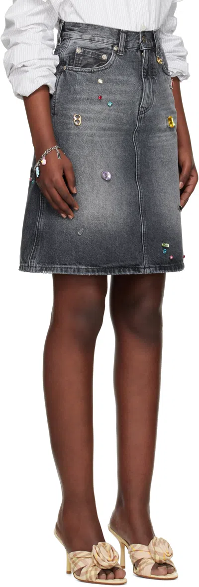 Marc Jacobs Denim Midi Skirt In 011 Bleached Black