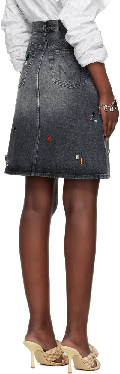 Marc Jacobs Denim Midi Skirt In 011 Bleached Black