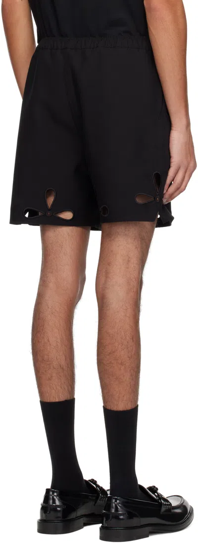 Coperni Black Petal Embroidered Cut-out Shorts In Black