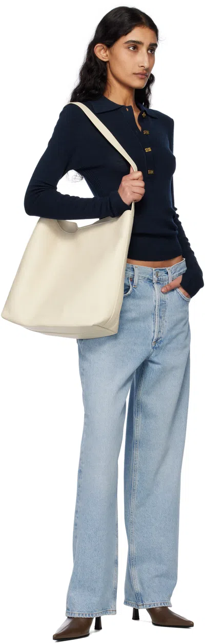 Agolde Blue Jeans With Wide Leg And Logo Patch On The Rear In Replica (clean Wshed