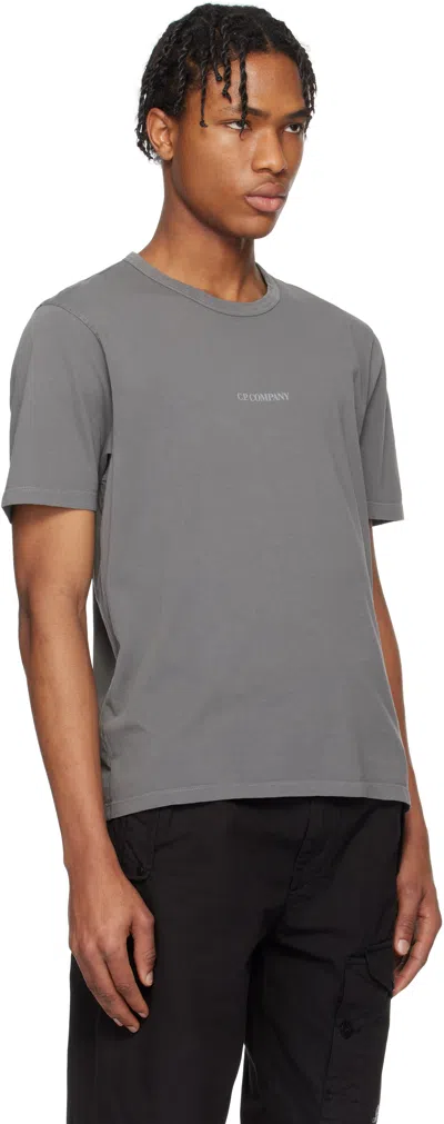 C.p. Company Logo T-shirt With Crew Neck And Short Sleeves In 935 Smoked Pearl