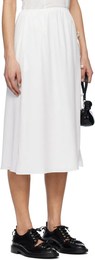 Simone Rocha White Bow Slit Column Midi Skirt In Ivory
