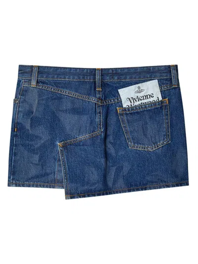 Vivienne Westwood Blue Foam Denim Miniskirt In Blue