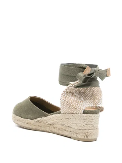 Castaã±er Almond Toe Braided Jute Espadrilles In Green