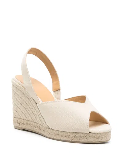Castaã±er Raffia Wedge Canvas Espadrilles In Ivory