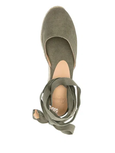 Castaã±er Almond Toe Braided Jute Espadrilles In Green
