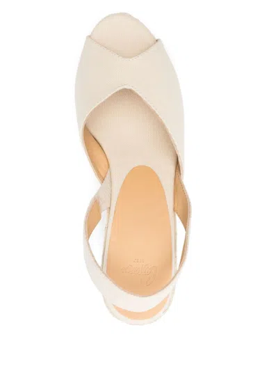 Castaã±er Raffia Wedge Canvas Espadrilles In Ivory