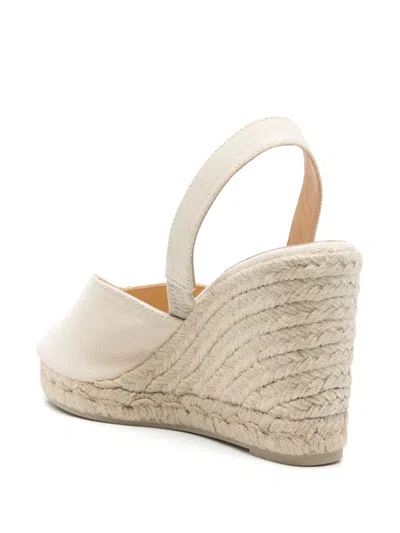 Castaã±er Raffia Wedge Canvas Espadrilles In Ivory