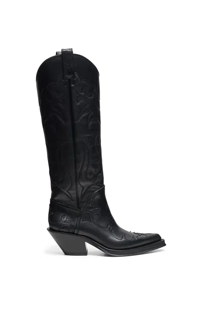 Gabriela Hearst Capitana Embroidered Leather Knee Boots In Black