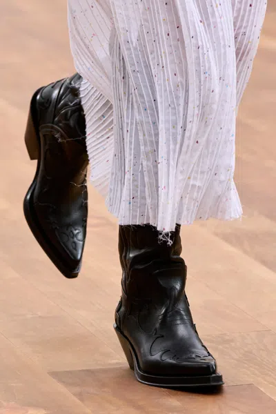 Gabriela Hearst Capitana Embroidered Leather Knee Boots In Black