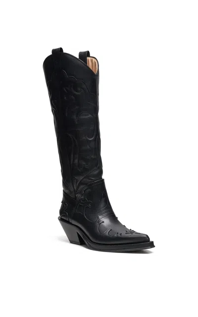Gabriela Hearst Capitana Embroidered Leather Knee Boots In Black