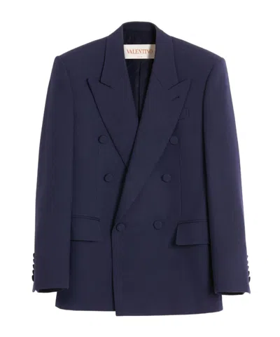 Valentino Wool Gabardine Jacket In Blue