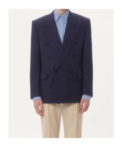Valentino Wool Gabardine Jacket In Blue