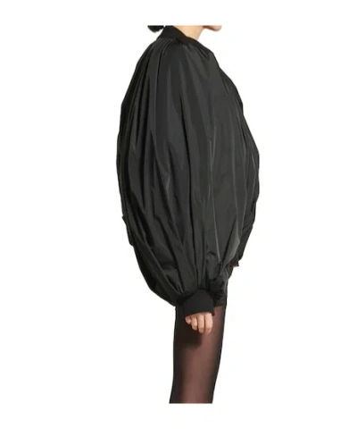 Balenciaga Draped Bomber In Technical Micro Faille In Black