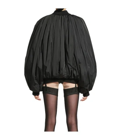 Balenciaga Draped Bomber In Technical Micro Faille In Black