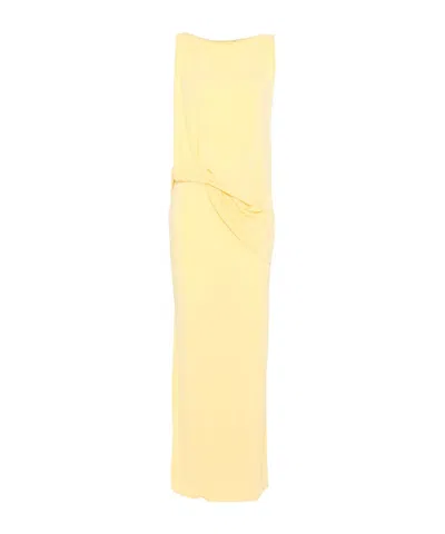 Jacquemus Peplo Stretch-jersey Maxi Dress In Yellow
