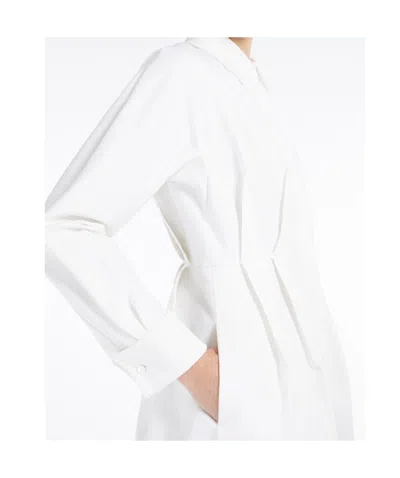 Max Mara White Shirt Dress In Cotton Twill