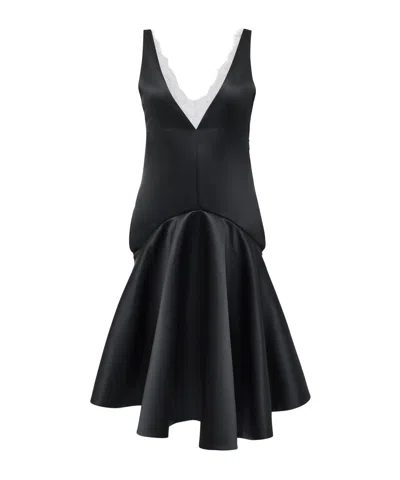 Jw Anderson Draped Dress With V-neckline In Black