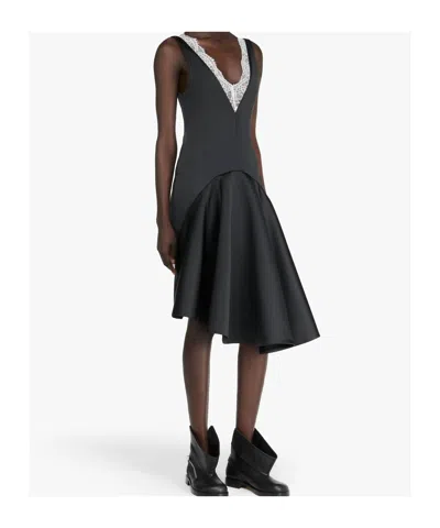 Jw Anderson Draped Dress With V-neckline In Black