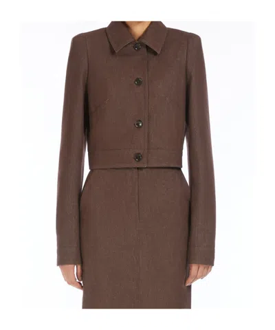 Max Mara "carp" Jacket Cotton In Brown