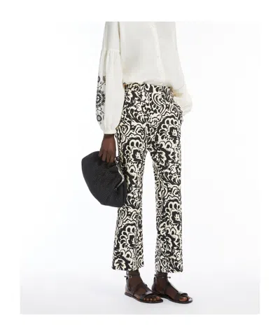 Weekend Max Mara Printed Trousers With Pockets And Belt Loops In Black