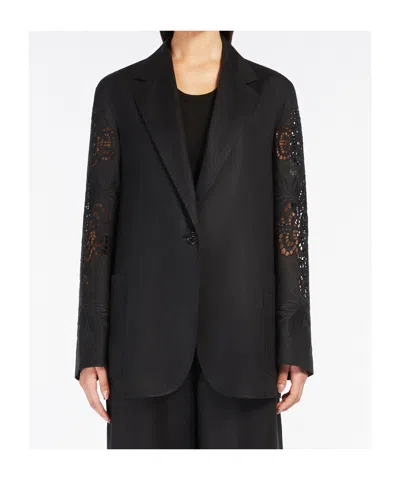 Max Mara Studio Woman Blazer Black Size 12 Linen In Black