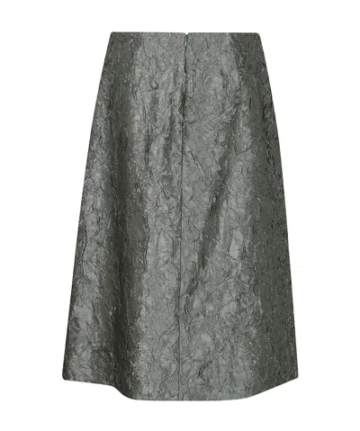 Dries Van Noten Womens Raf Crinkled-texture Split Woven Midi Skirt In Gray
