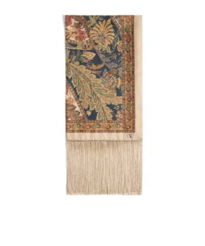Valentino Paisley-print Silk Scarf In Avz Navy Oro Lurex