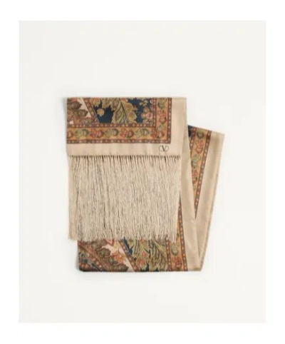 Valentino Paisley-print Silk Scarf In Avz Navy Oro Lurex