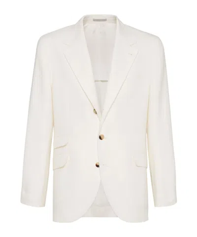 Brunello Cucinelli Wool-cashmere-silk Deconstructed Blazer In Neutral