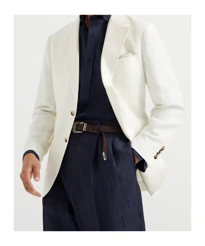 Brunello Cucinelli Wool-cashmere-silk Deconstructed Blazer In Neutral