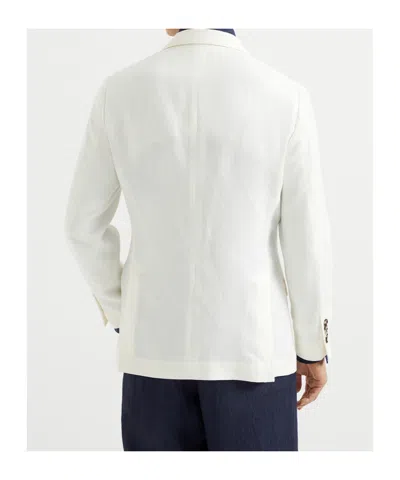Brunello Cucinelli Wool-cashmere-silk Deconstructed Blazer In Neutral