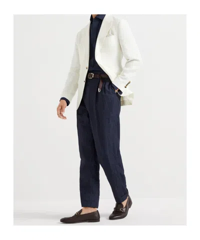 Brunello Cucinelli Wool-cashmere-silk Deconstructed Blazer In Neutral