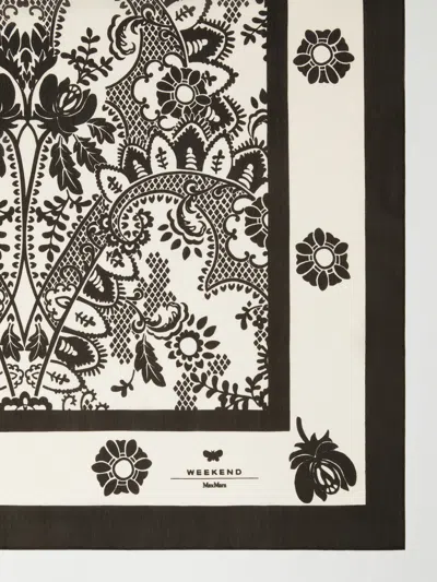 Weekend Max Mara Modal And Printed Silk Shawl In Gray