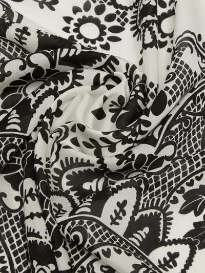 Weekend Max Mara Modal And Printed Silk Shawl In Gray