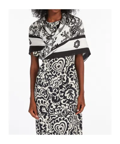 Weekend Max Mara Modal And Printed Silk Shawl In Gray