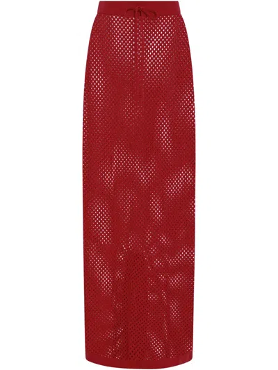 Rosetta Getty Mesh Midi Skirt In Red