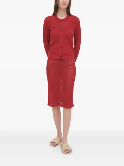 Rosetta Getty Mesh Midi Skirt In Red