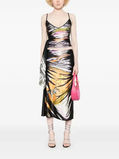 Shop Diesel Women's Printed Midi Skirt In Multicolour